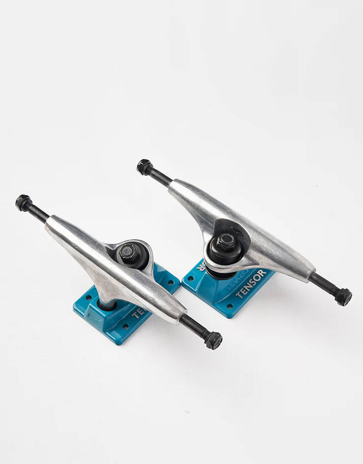 Tensor Alloys 5.25 Skateboard Trucks - Raw/Aqua (Pair) - Image 4