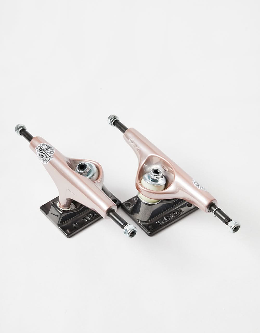 Tensor Mag Light Glossy 5.25 Skateboard Trucks - Rose Gold/Gunmetal - Image 2