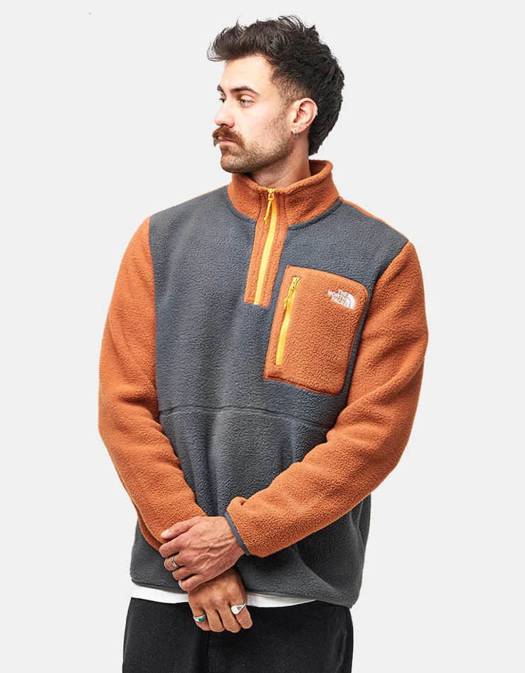 The North Face Yumiori 1/4 Zip Fleece - Asphalt Grey/Burnt Umber - Image 3
