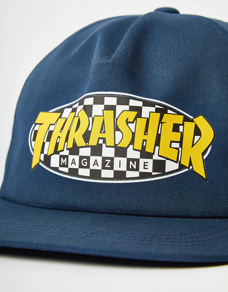 Thrasher Checkered Oval Snapback Cap - Navy - Image 2