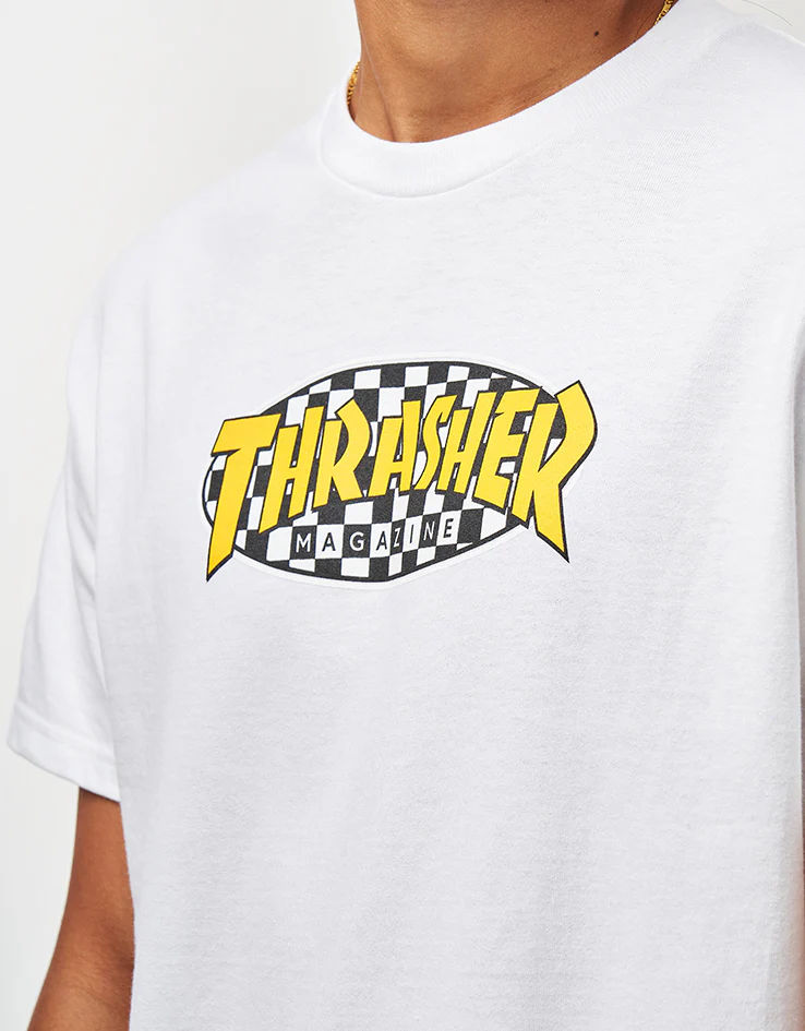 Thrasher Checkered Oval T-Shirt - White - Image 3