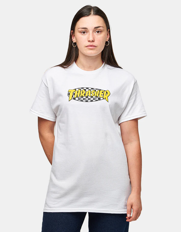 Thrasher Checkered Oval T-Shirt - White - Image 4