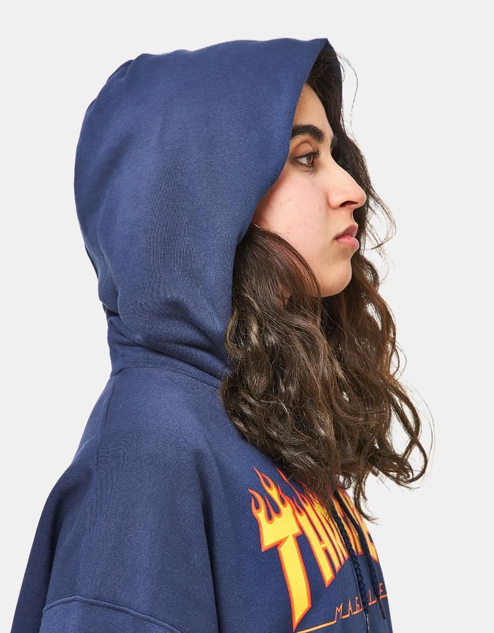 Thrasher Flame Logo Pullover Hoodie - Navy - Image 10