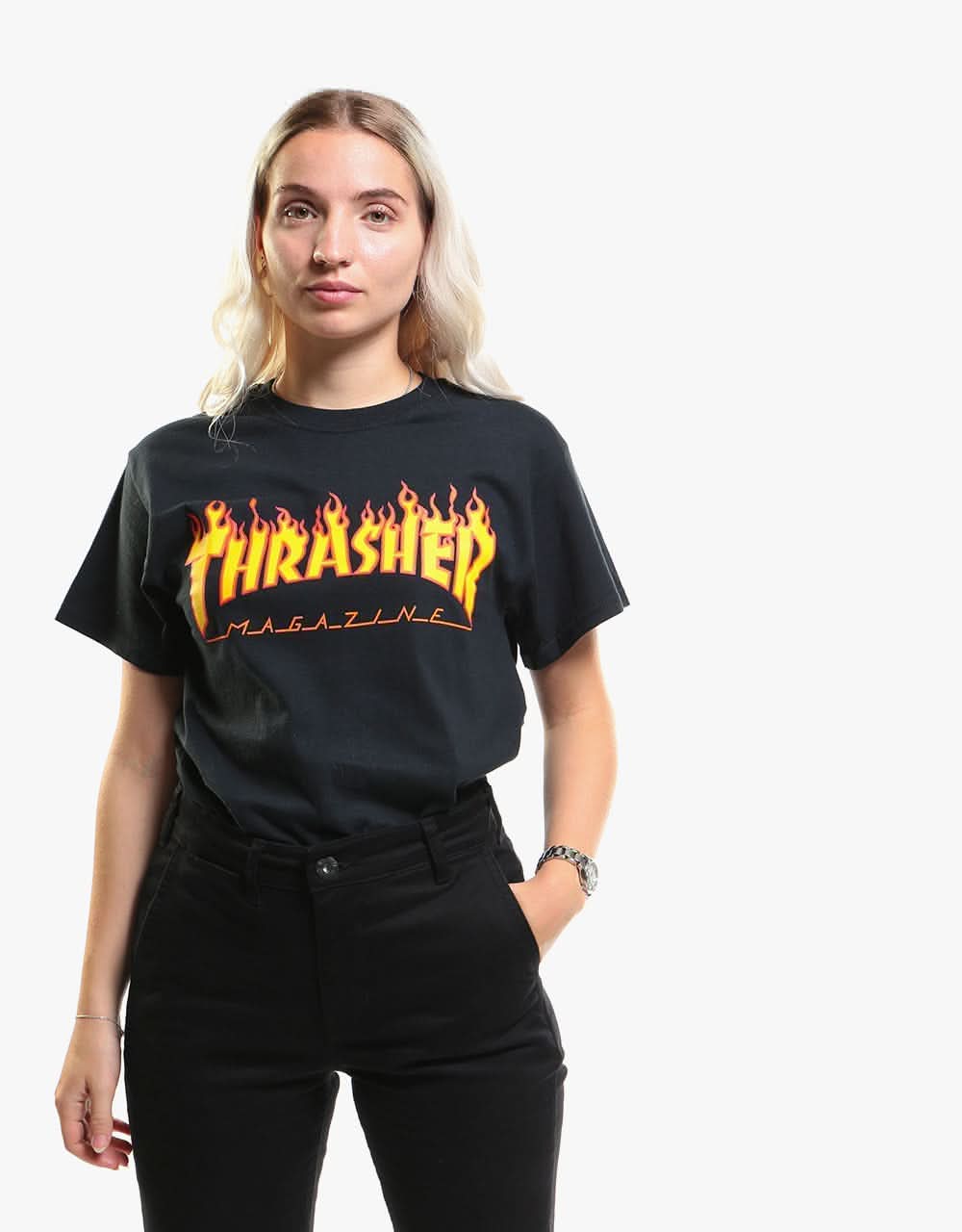 Thrasher Flame Logo T-Shirt - Black - Image 4