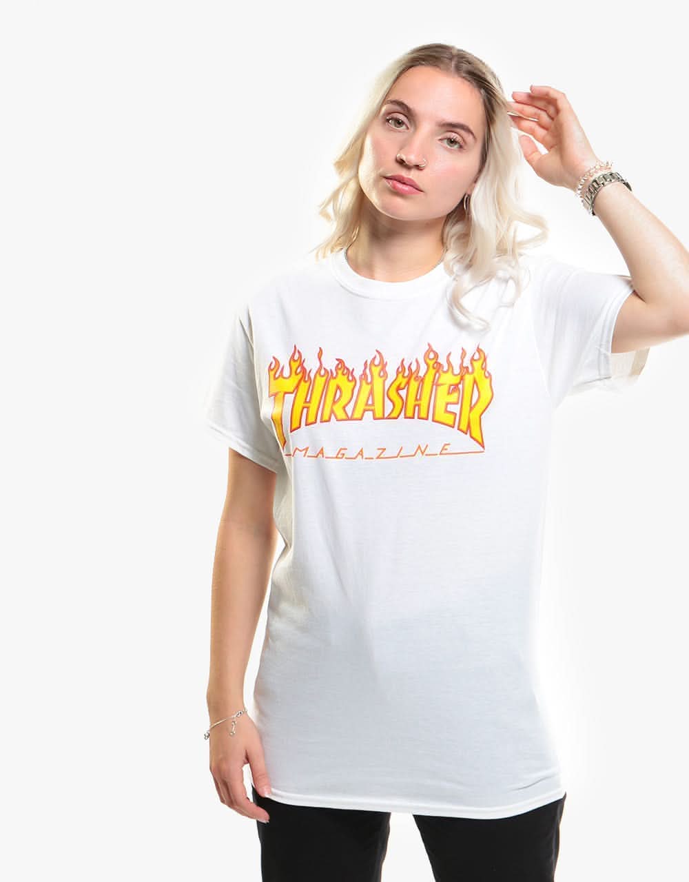 Thrasher Flame Logo T-Shirt - White - Image 4