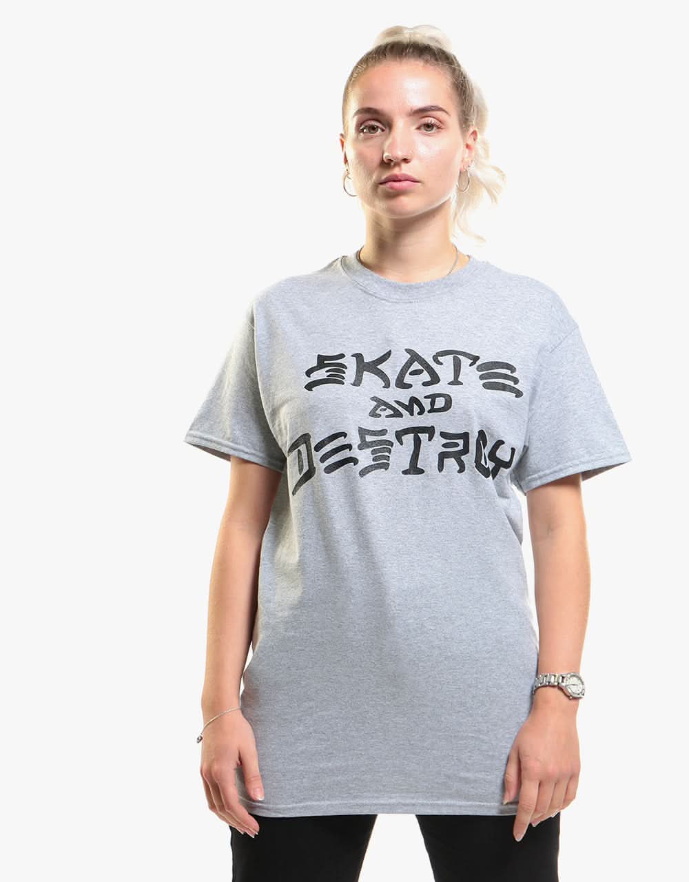Thrasher Skate and Destroy T-Shirt - Heather Grey - Image 3