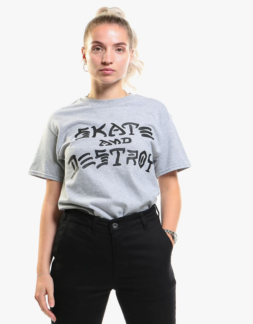 Thrasher Skate and Destroy T-Shirt - Heather Grey - Image 7