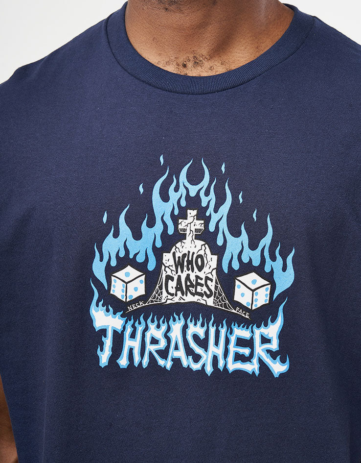 Thrasher Who Cares by Neckface T-Shirt - Navy - Image 2