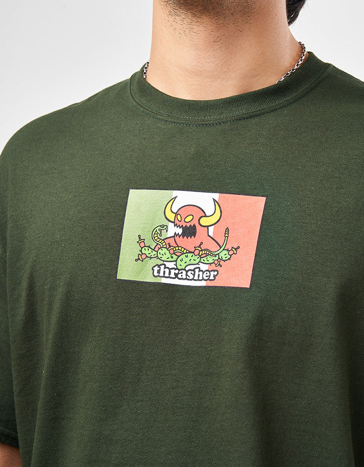 Thrasher x Toy Machine Hecho T-Shirt - Forest Green - Image 3