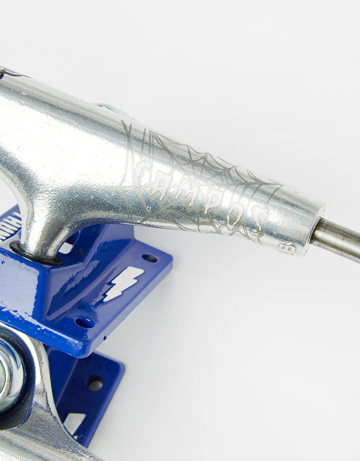 Thunder Campos Menace Pro Inverted Skateboard Trucks - Polished/Blue (Pair) - Image 2