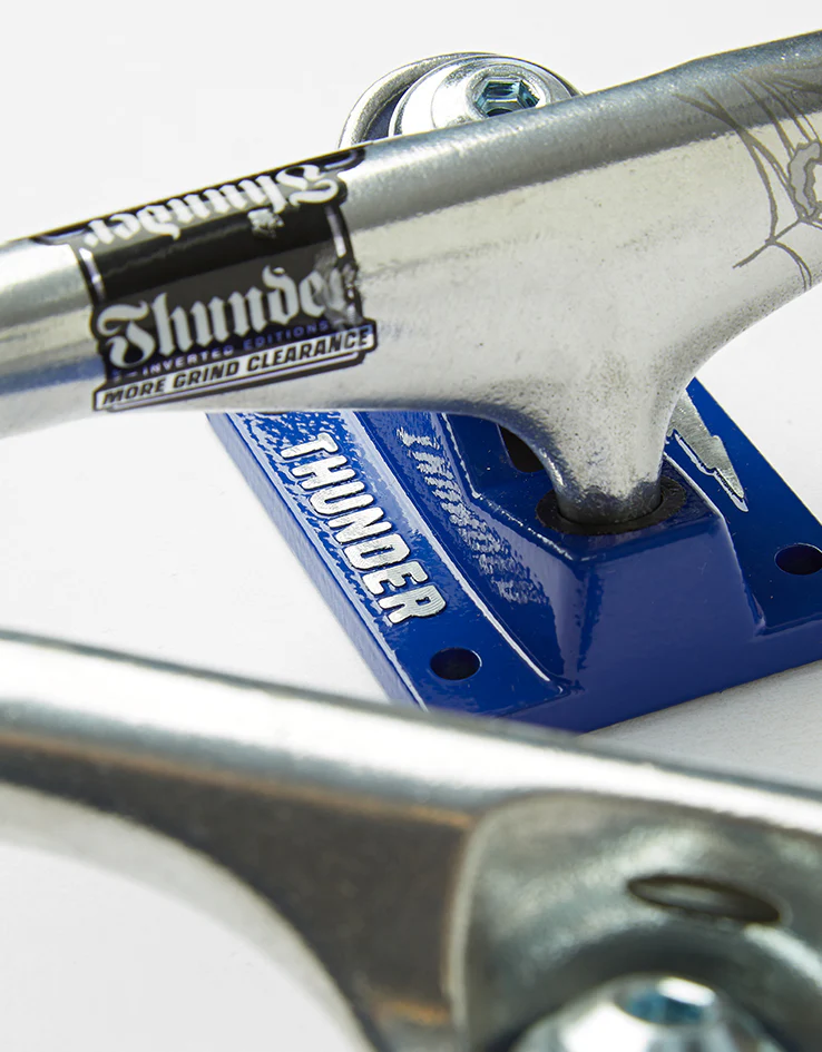 Thunder Campos Menace Pro Inverted Skateboard Trucks - Polished/Blue (Pair) - Image 6