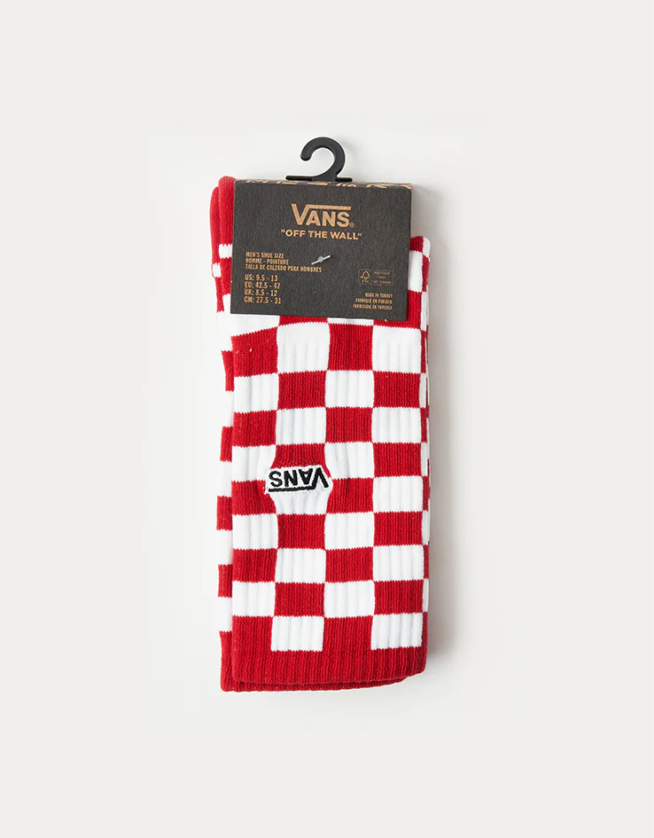 Vans Checkerboard Crew Socks - Red/White Check - Image 2