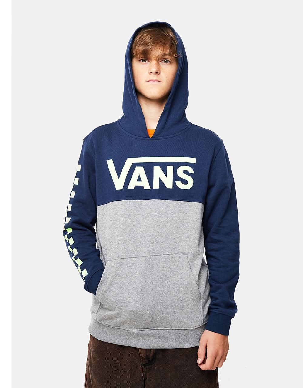 Vans Classic Block Kids Pullover Hoodie - Dress Blues/Cement Heather - Image 7