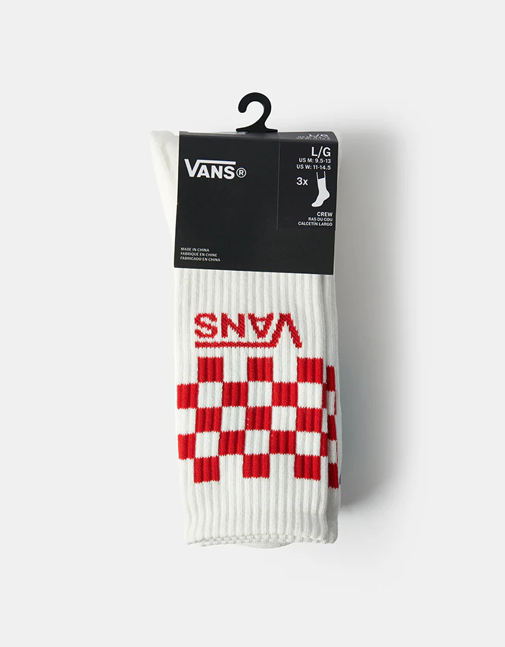 Vans Classic Check Crew 3 Pack Socks - Checkerboard White - Image 2