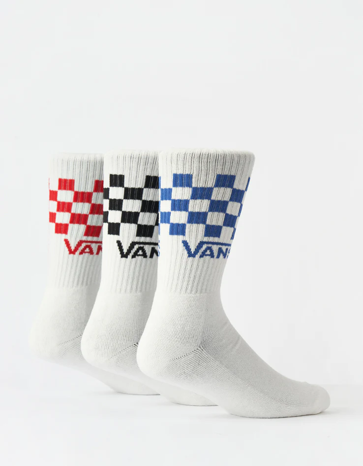 Vans Classic Check Crew 3 Pack Socks - Checkerboard White - Image 3