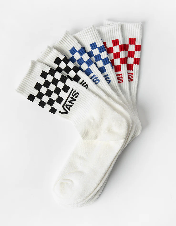 Vans Classic Check Crew 3 Pack Socks - Checkerboard White - Image 4