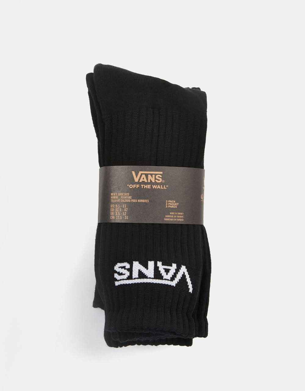 Vans Classic 3 Pack Crew Socks - Black - Image 5