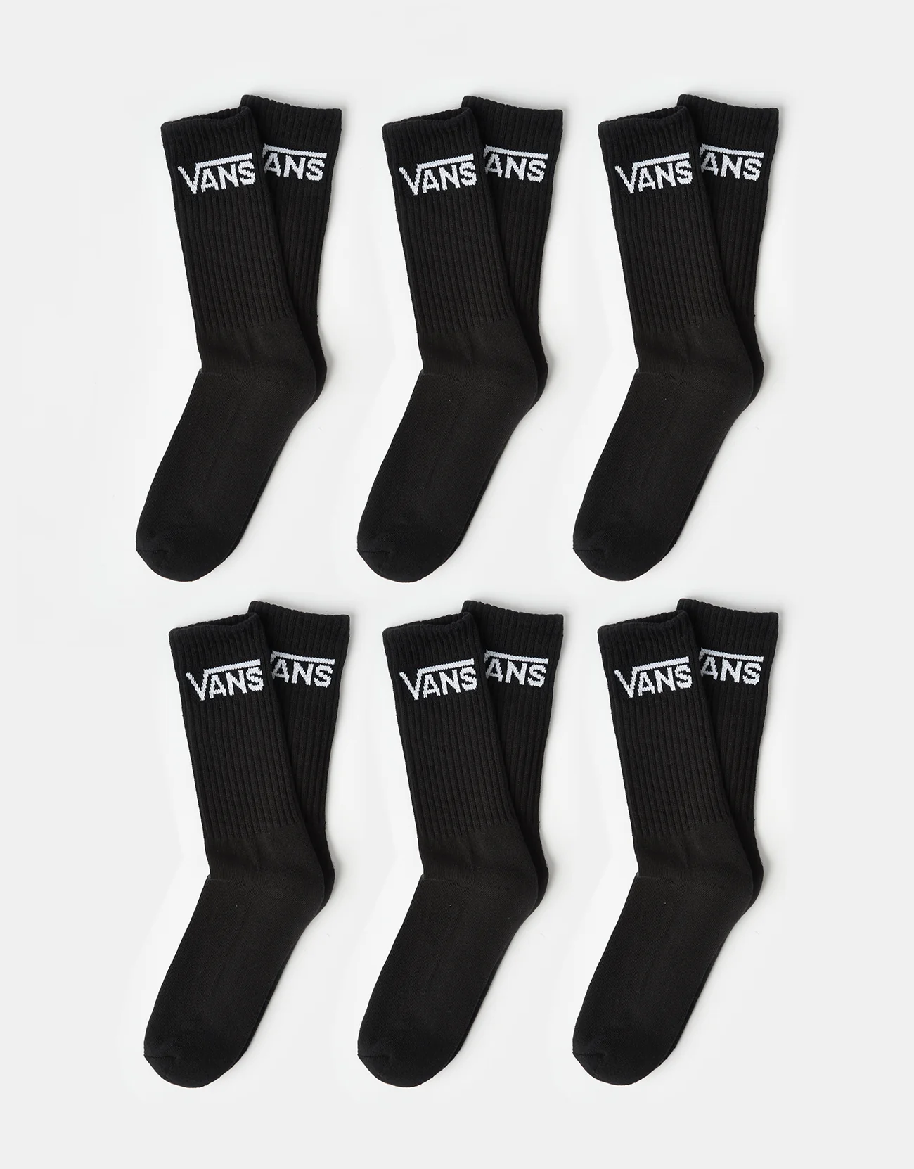 Vans Classic 6 Pack Crew Socks - Black - Image 6