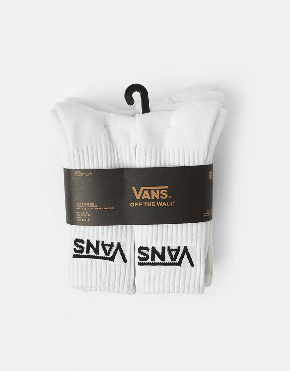 Vans Classic 6 Pack Crew Socks - White - Image 2