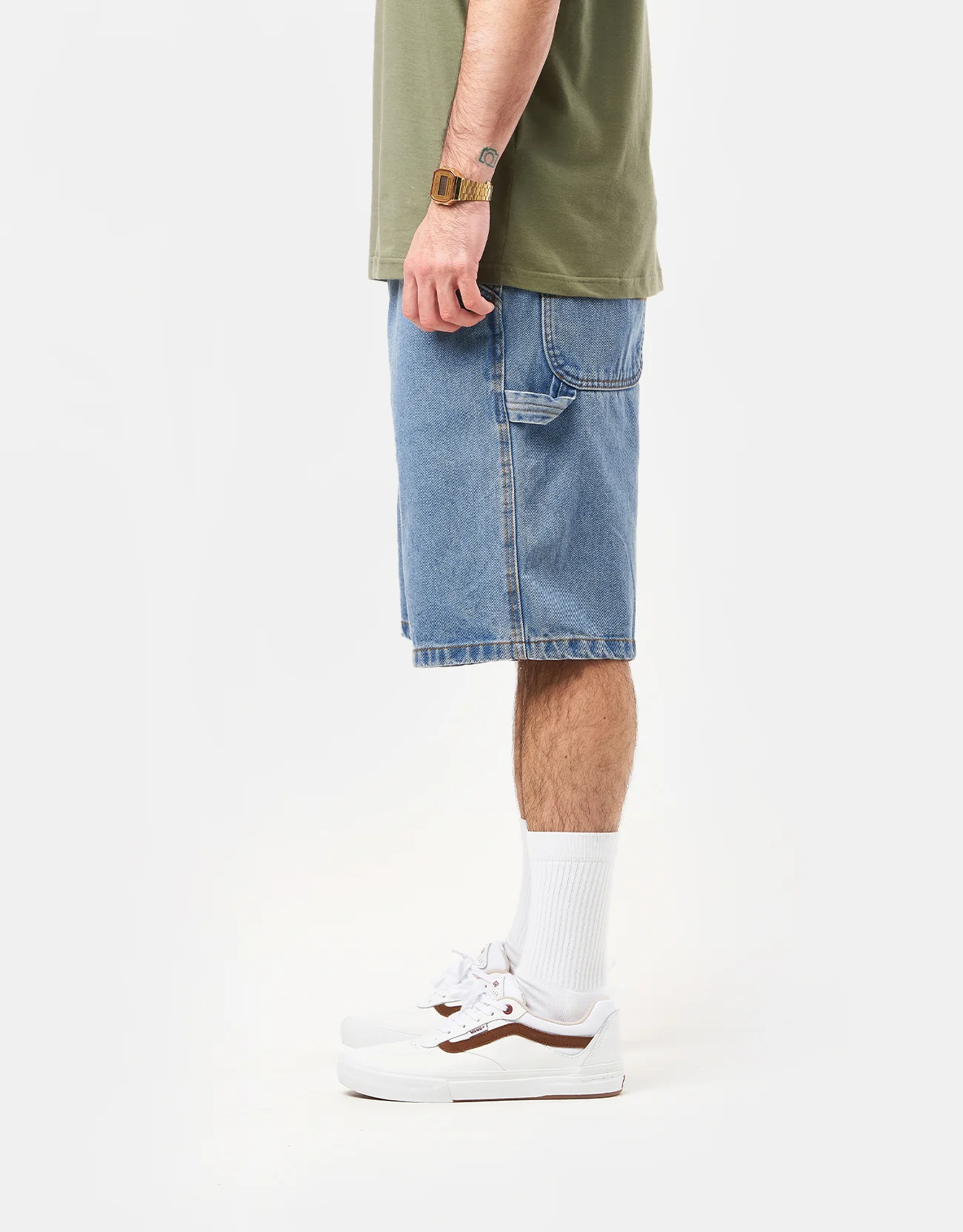 Vans Drill Chore Loose Denim Shorts - Stone Wash - Image 3