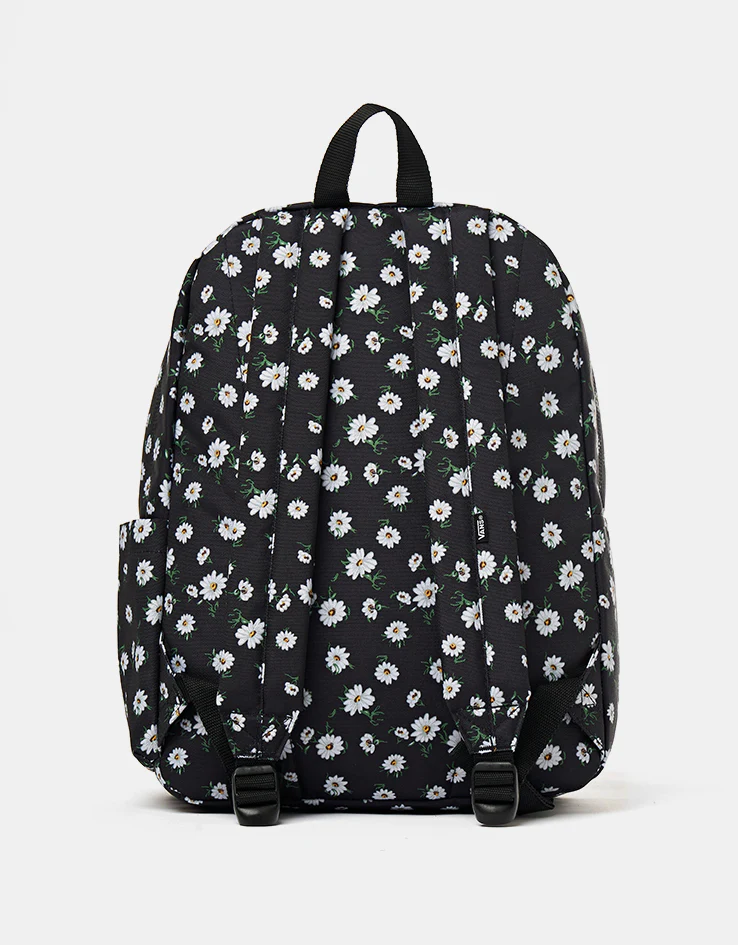 Vans Old Skool Classic Backpack - Black/White Flowers - Image 5