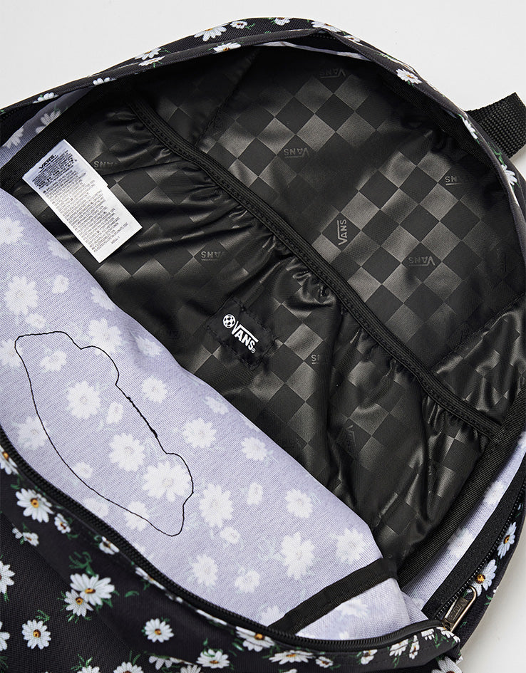 Vans Old Skool Classic Backpack - Black/White Flowers - Image 7