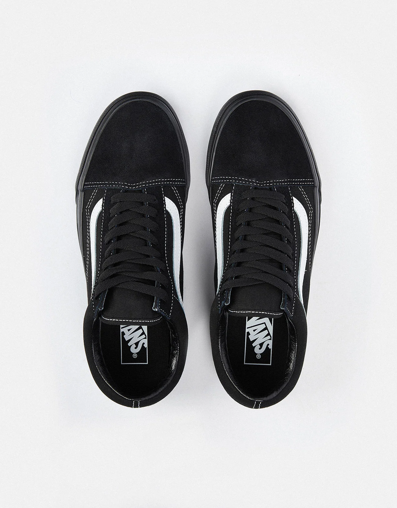 Vans Old Skool Skate Shoes - (Suede/Canvas) Black/Black/True White - Image 6