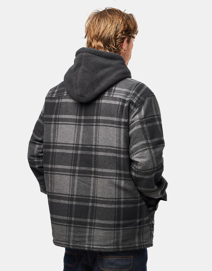 Vans Piedmont Hooded Plaid Shacket - Black/Asphalt Heather - Image 2