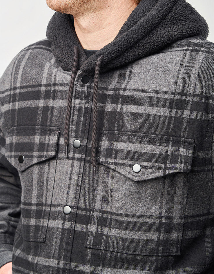 Vans Piedmont Hooded Plaid Shacket - Black/Asphalt Heather - Image 4