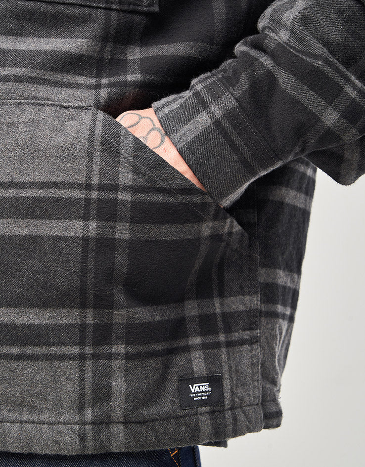 Vans Piedmont Hooded Plaid Shacket - Black/Asphalt Heather - Image 5