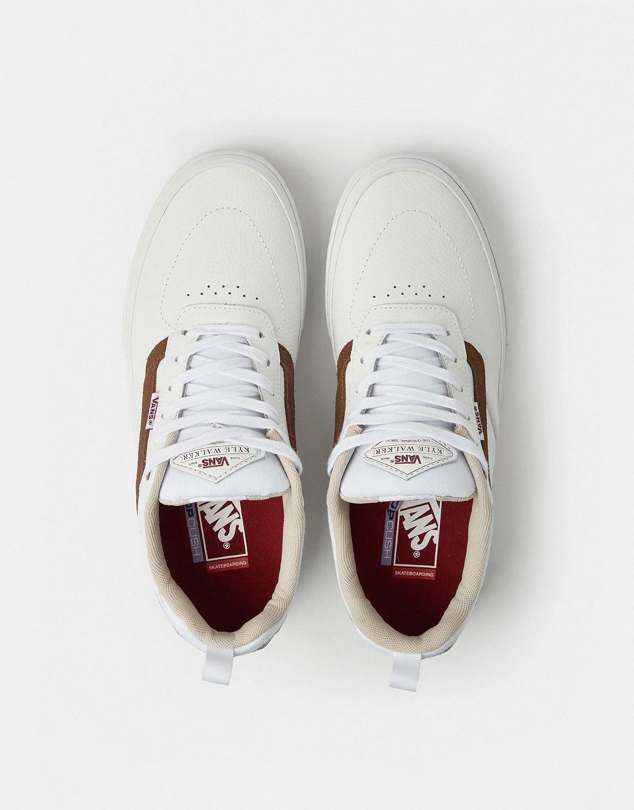Vans Skate Kyle Walker Shoes - Leather White/Red - Image 2