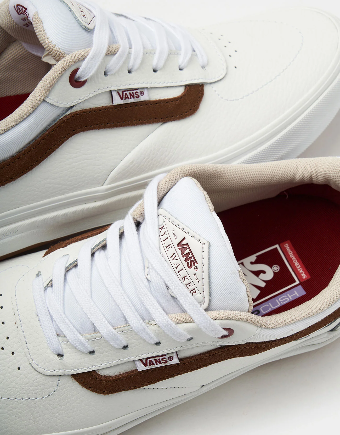 Vans Skate Kyle Walker Shoes - Leather White/Red - Image 6