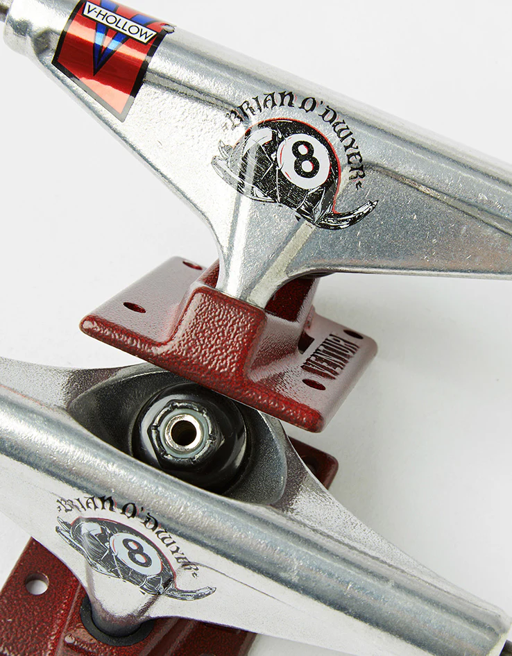 Venture O'Dwyer Pro V-Hollow Skateboard Trucks - Polished/Red (Pair) - Image 2