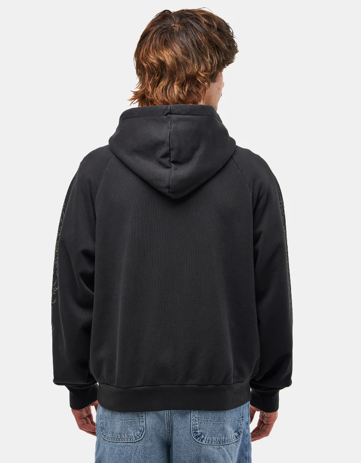 Welcome Grapple Cropped Pigment-Dyed Zip Hoodie - Black (Metal Studs) - Image 2