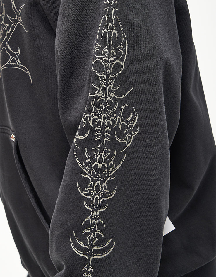 Welcome Grapple Cropped Pigment-Dyed Zip Hoodie - Black (Metal Studs) - Image 5