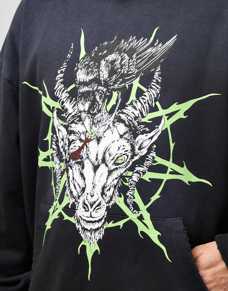 Welcome x Slipknot Ravenous Distressed Sun Fade Pullover Hoodie - Black Fade - Image 3