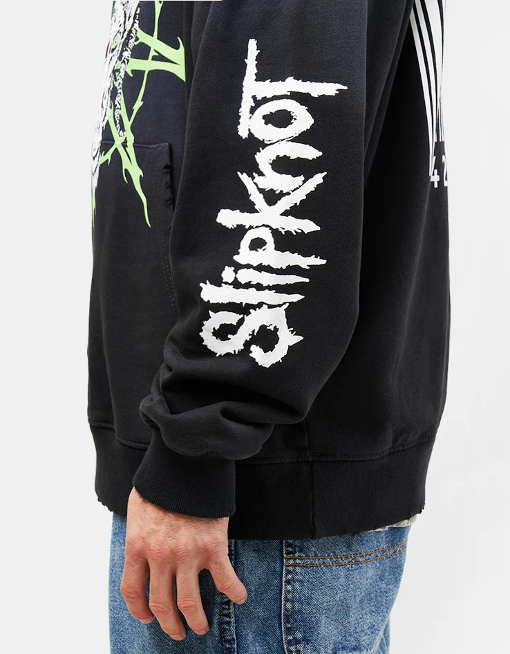 Welcome x Slipknot Ravenous Distressed Sun Fade Pullover Hoodie - Black Fade - Image 5