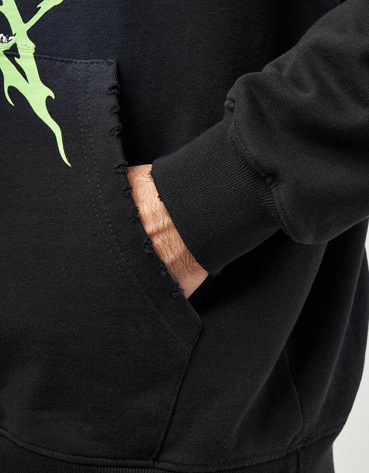 Welcome x Slipknot Ravenous Distressed Sun Fade Pullover Hoodie - Black Fade - Image 6